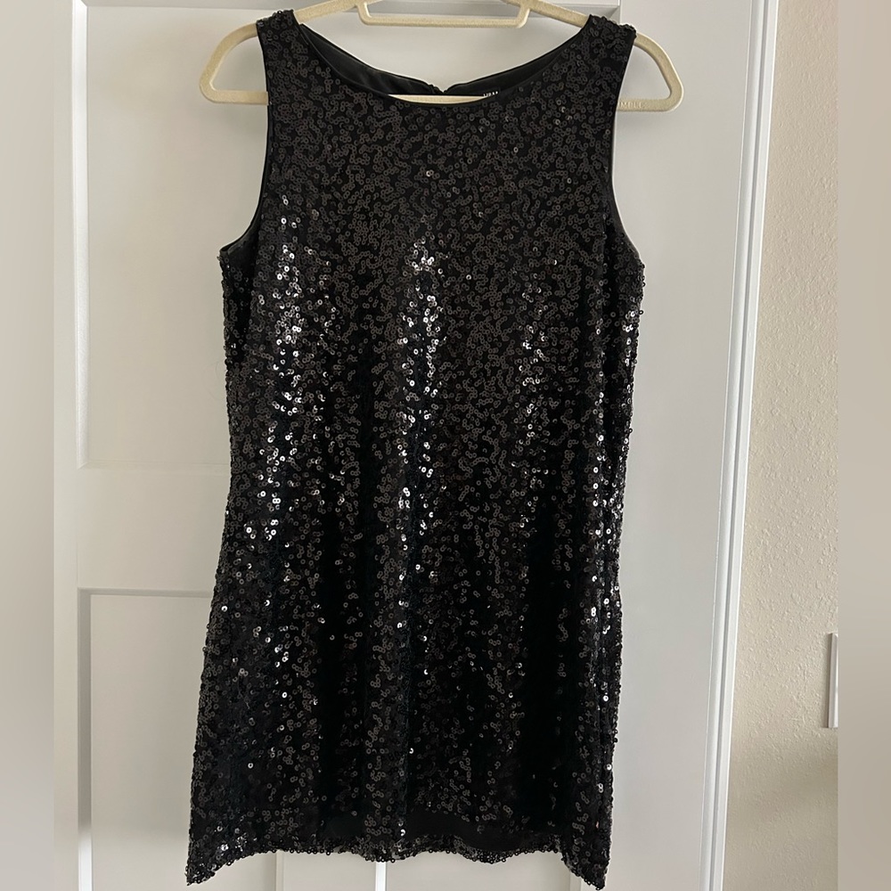 Black Sequin Shift Dress